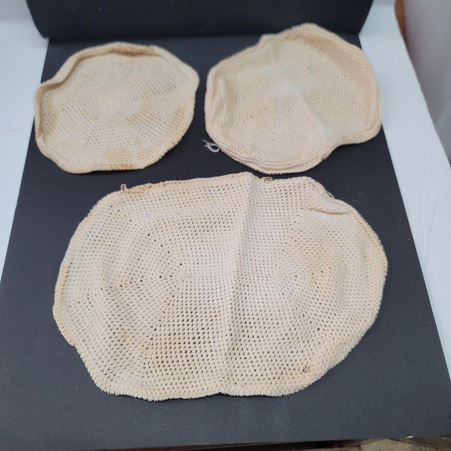 Vintage crochet food cover doily cream Lot of 3