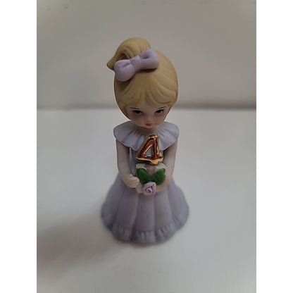 Vintage 1982 Enesco Porcelain Growing Up Birthday Girl Age 4 Figurine 3.5"