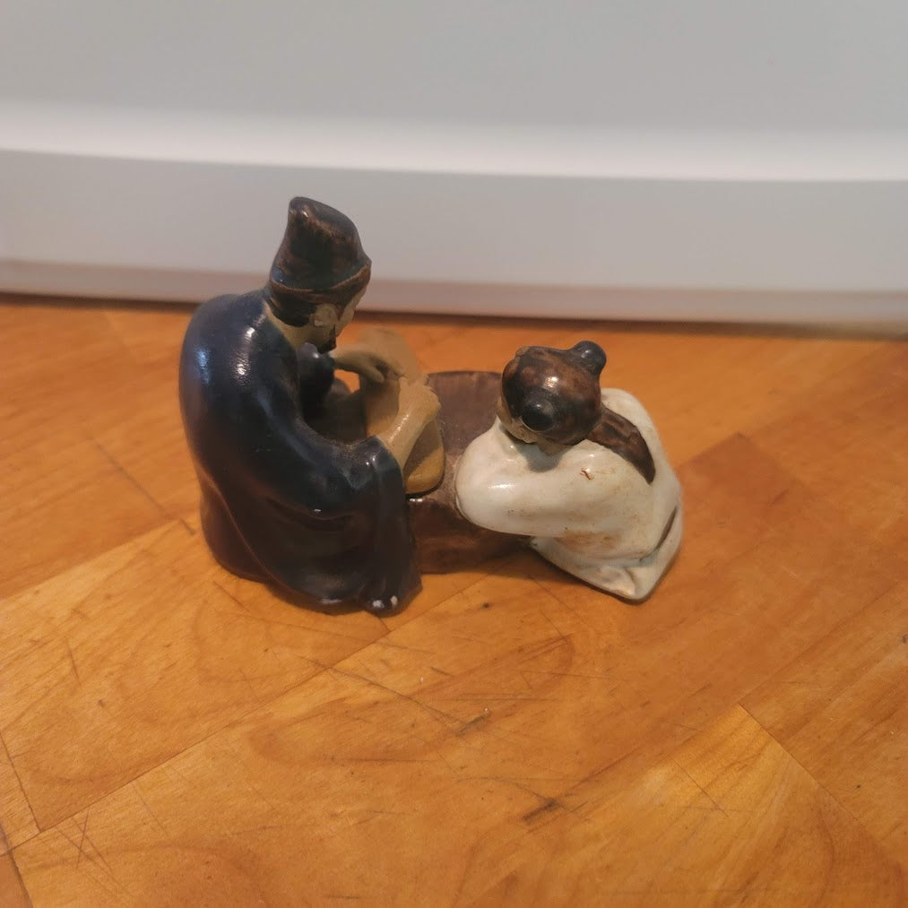 Vintage Shiwan Mudmen Chinese Figurine Teacher & Student 4" Statue School