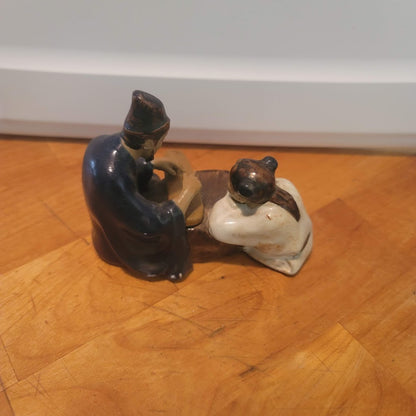 Vintage Shiwan Mudmen Chinese Figurine Teacher & Student 4" Statue School