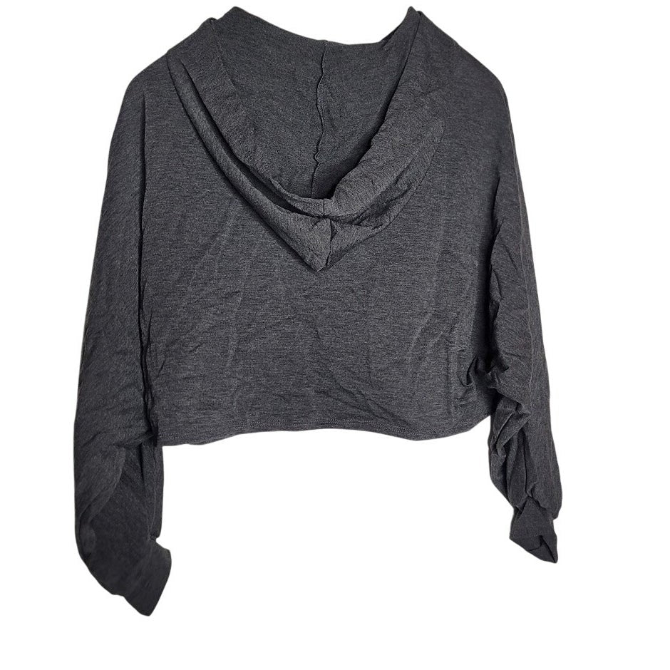 Lush Charcoal Gray Cropped Sweatshirt Pullover Hoodie Medium long sleeve NEW