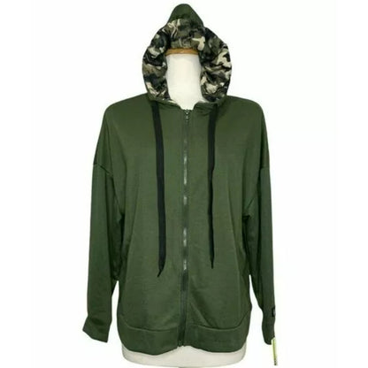 NWT Nicole Miller Sport Green Long Sleeve Full Zip Sweatshirt Hoodie Sz Medium