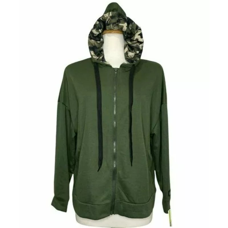 NWT Nicole Miller Sport Green Long Sleeve Full Zip Sweatshirt Hoodie Sz Medium