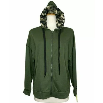 NWT Nicole Miller Sport Green Long Sleeve Full Zip Sweatshirt Hoodie Sz Medium