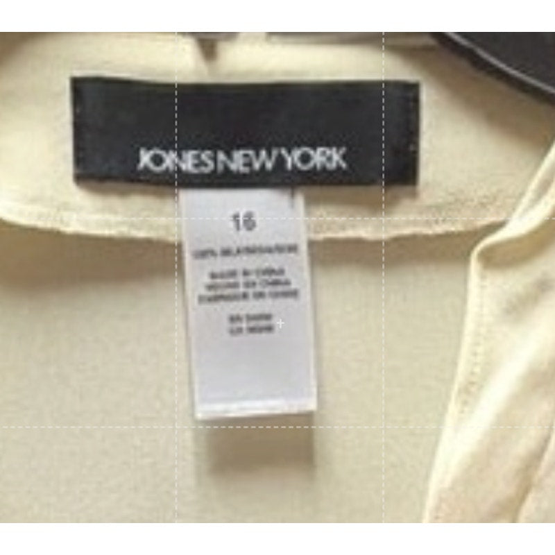 Jones New York Ruffle Silk Blouse Women 10 Cream Ivory Button Up Long Sleeve Top