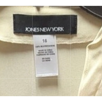 Jones New York Ruffle Silk Blouse Women 10 Cream Ivory Button Up Long Sleeve Top