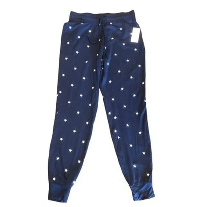 Splendid Soft Embroidered Star Drawstring Jogger Pants Sz Large in Navy NWT