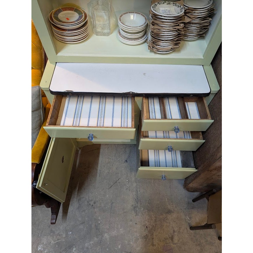 Secondhand Sandies: Sage Green Farmhouse Hoosier Kitchen Cabinet Hutch