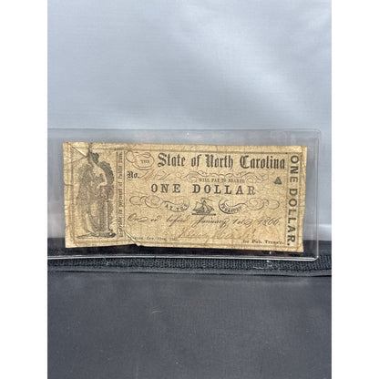 Currency Bank Note USA Paper Money State of North Carolina $1  Series 1861