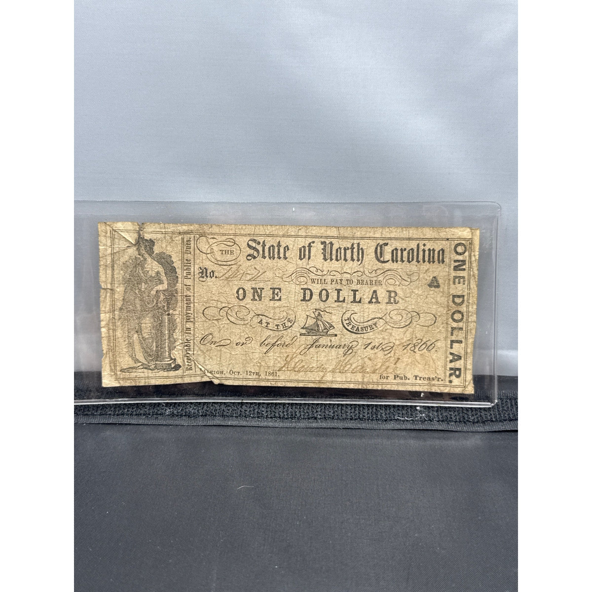 Currency Bank Note USA Paper Money State of North Carolina $1  Series 1861