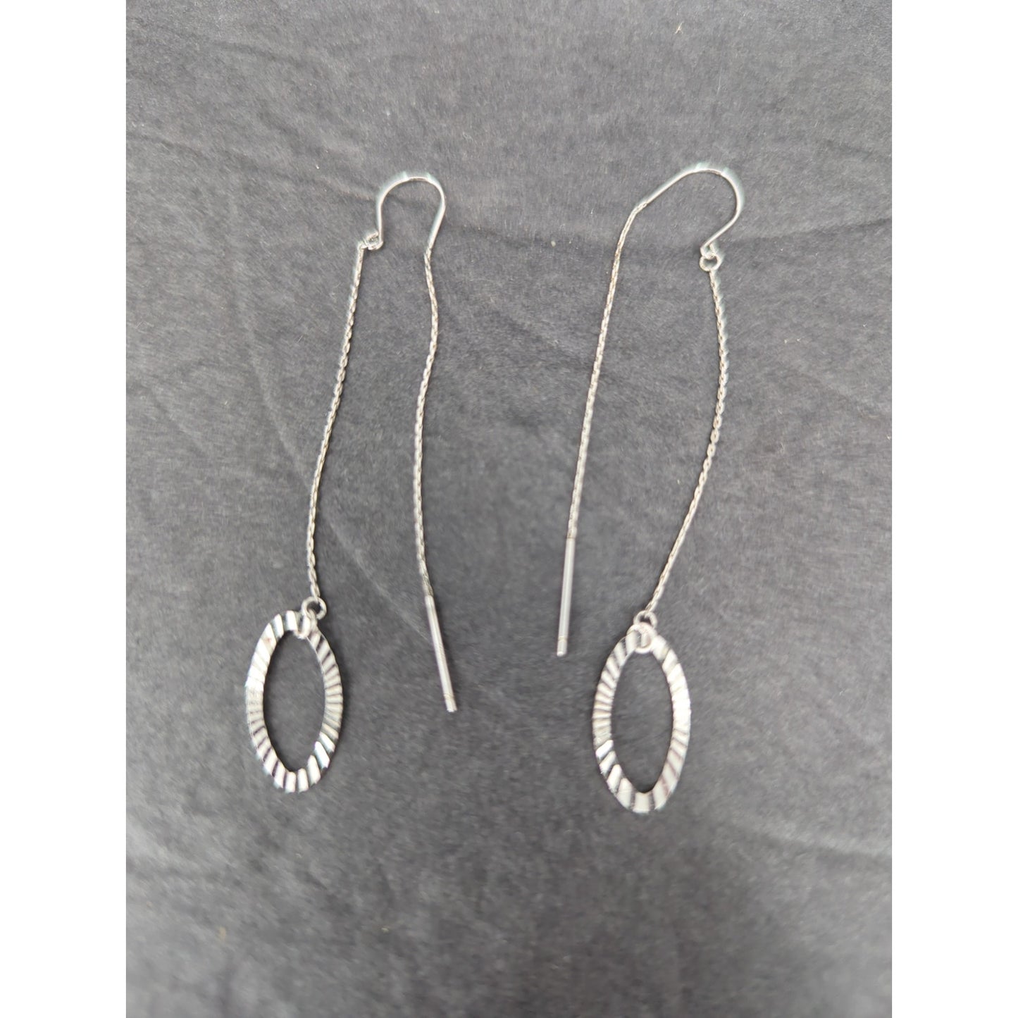 Vintage Minimalist Sterling Silver Teardrop Wire Dangle Earrings 925 Draping