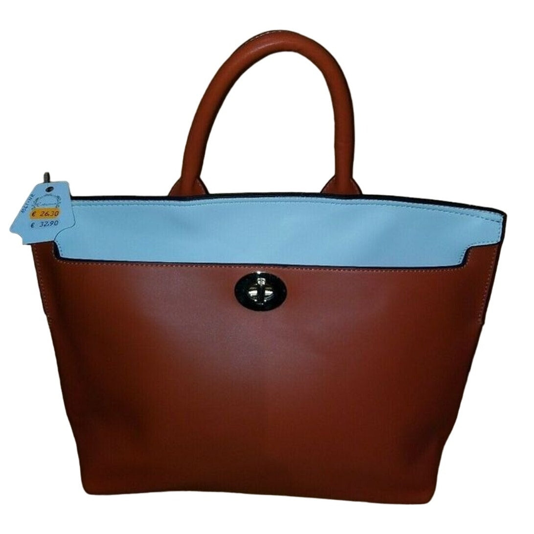 Spanish Orange white Leather Tote purse Single handle Strap NEW Shoulder strap