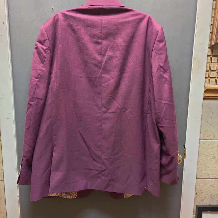 Linea Uomo 48 Long Plum Purple Blazer Sport Coat Paisley Lining Stretch