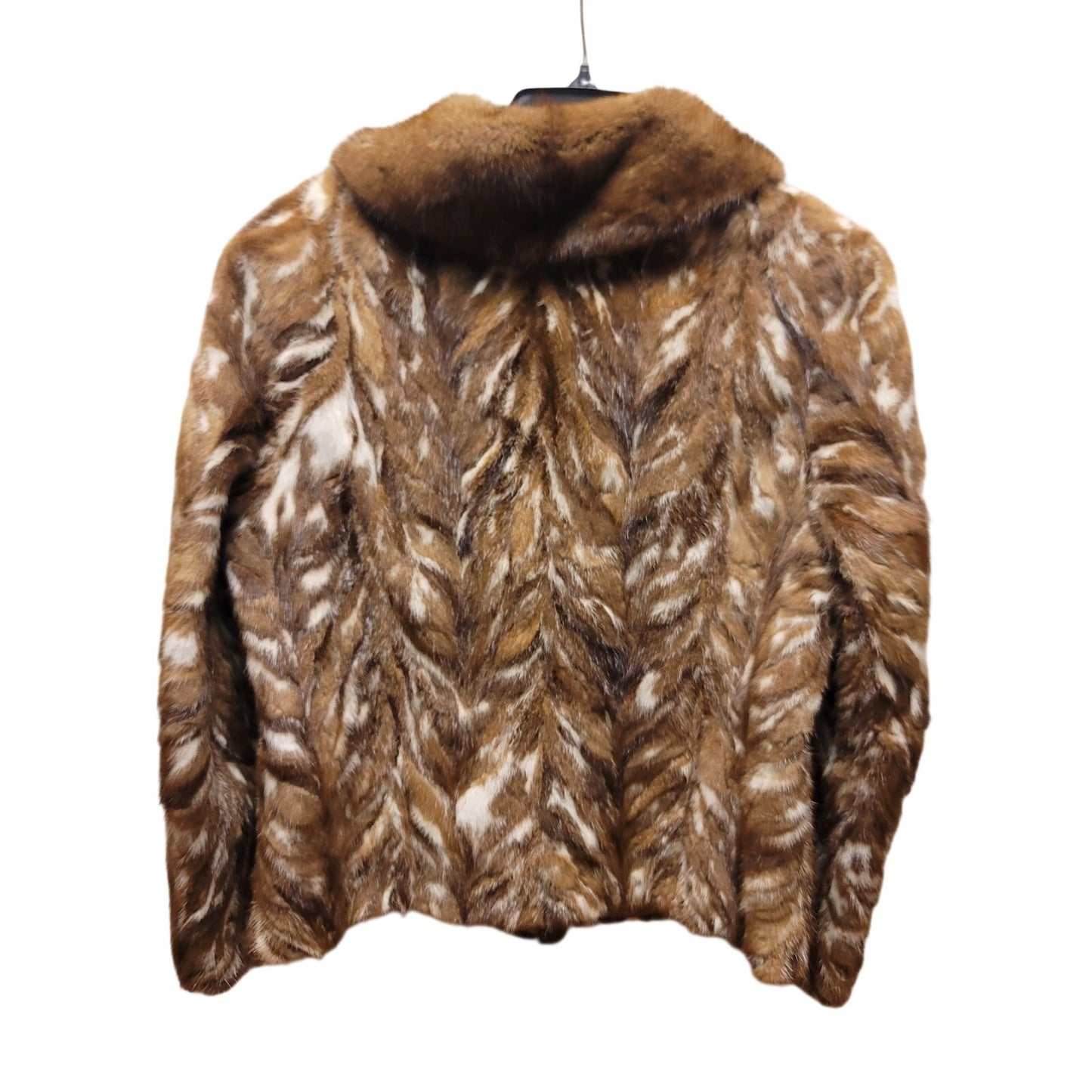 Vintage Smart MINK waist high Genuine Jacket coat pocket Removable collar Medium
