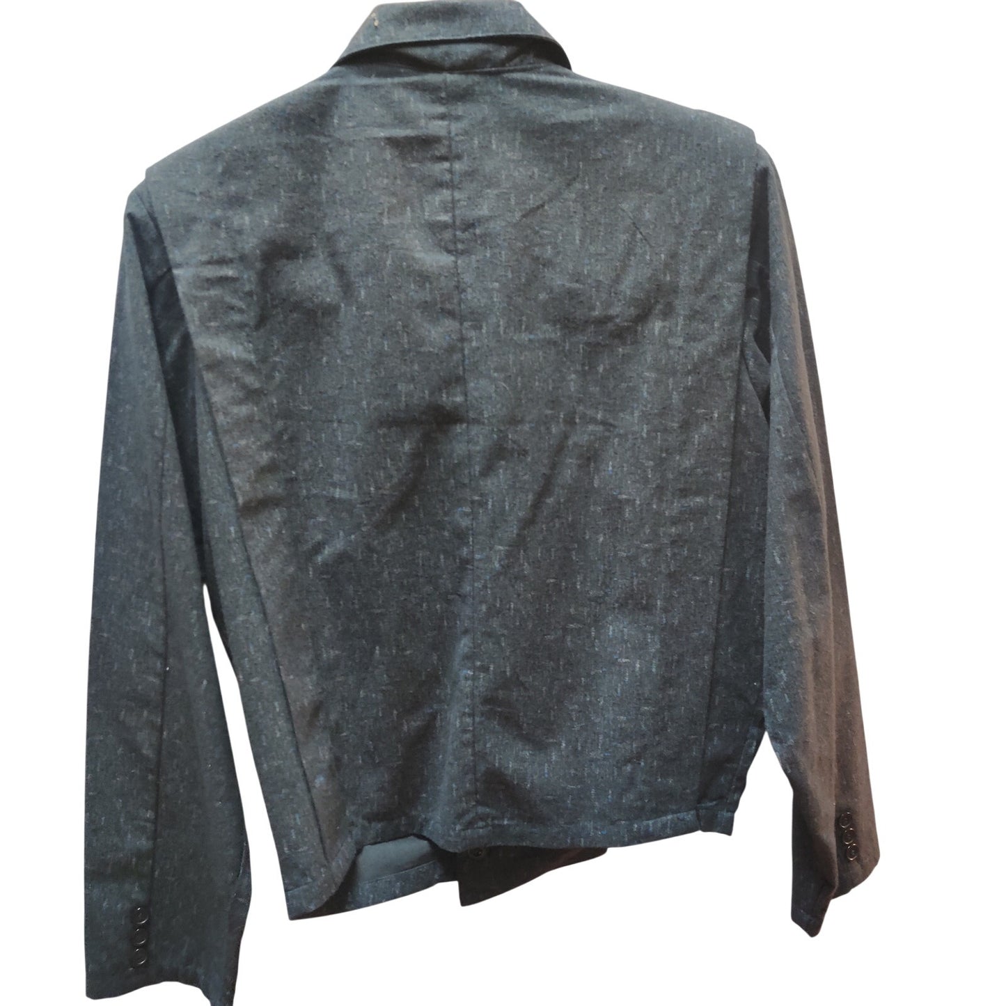 Vintage Kazah Gray Asymmetrical Moto Cropped Double Breasted Blazer Medium