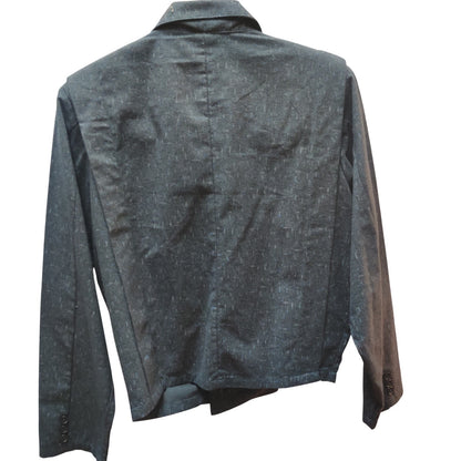 Vintage Kazah Gray Asymmetrical Moto Cropped Double Breasted Blazer Medium