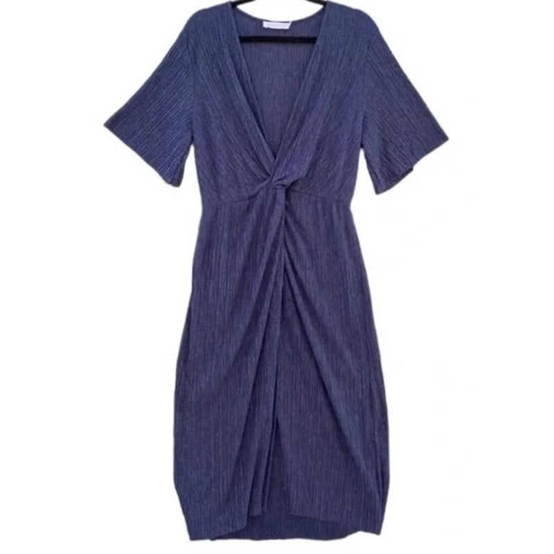 All in Favor Dolman Plisse Midi Dress lightweight XS/Extra Small Navy Peacoat