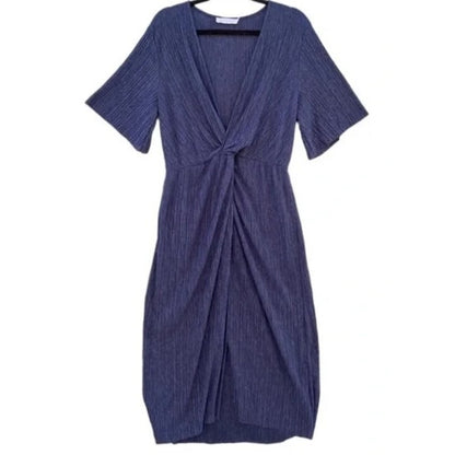 All in Favor Dolman Plisse Midi Dress lightweight XS/Extra Small Navy Peacoat