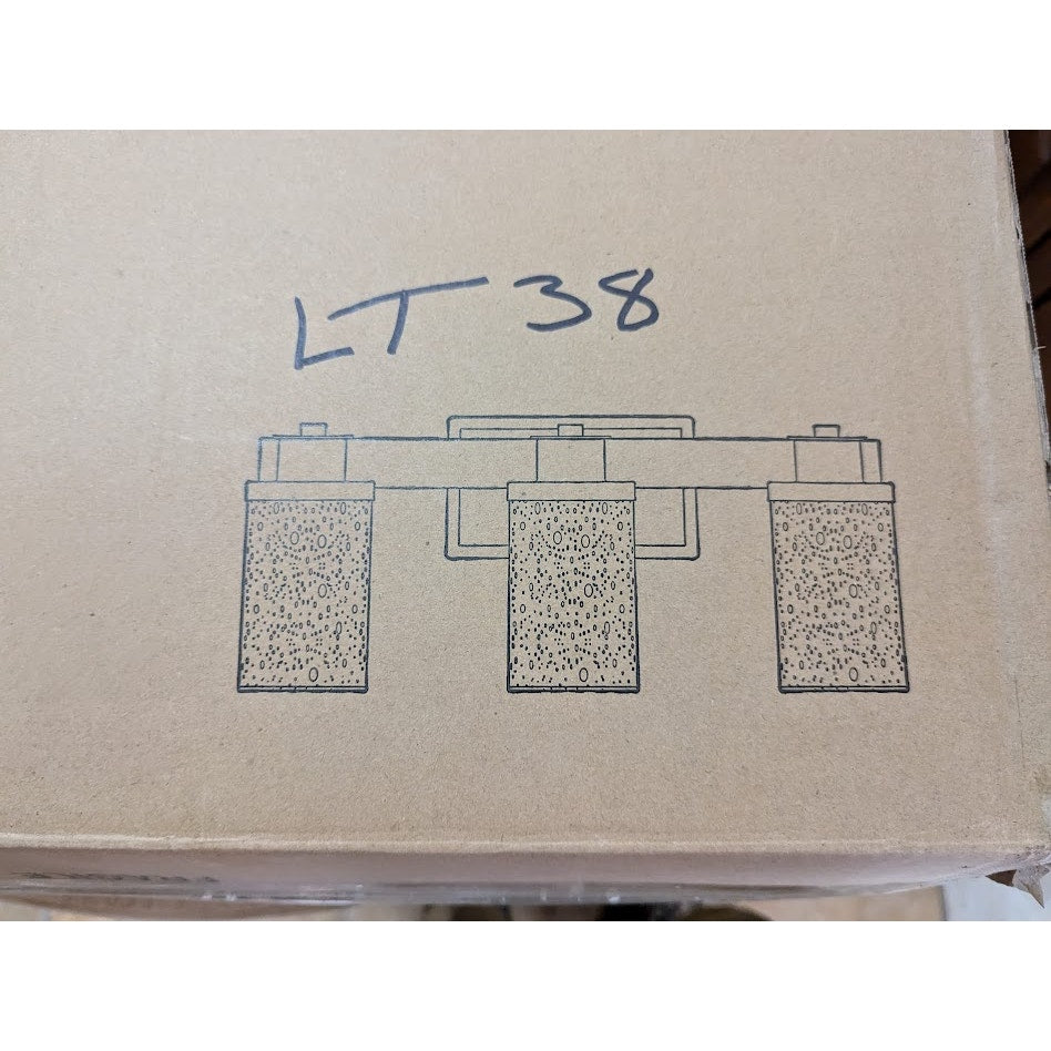 LNC  Industrial 3-Light Dark Gold Bathroom Vanity Light Wall Light Seeded Glass