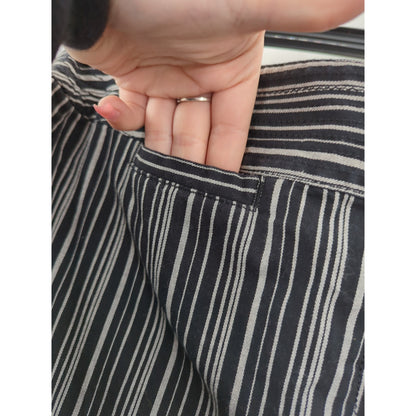 Westbound Women's Black and White Striped Capri Pedal Pusher Pants 16 Travel