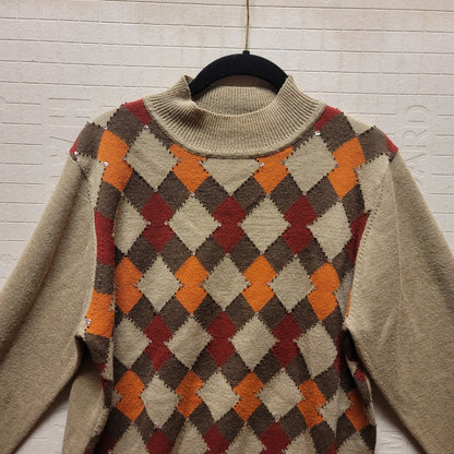 Vintage alfred dunner sweater crew neck argyle print womens Large long sleeve