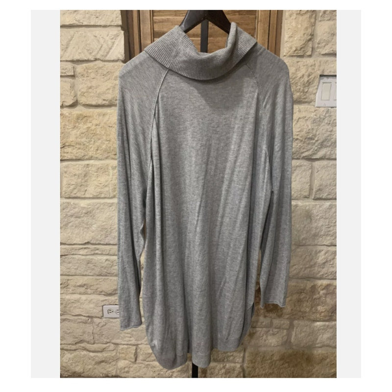 Caslon Women’s Long Sleeve Cowl Neck Sweater Ribbed Sides Light Gray Size 2X NEW