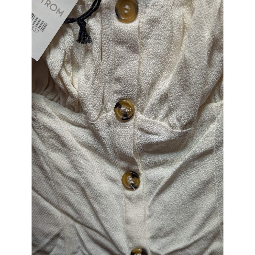 ASTR The Label White Smocked Back Cropped Top Size Small casual summer Flirty
