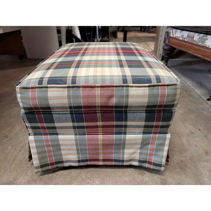 Secondhand Sandies: Woodmark Plaid Ottoman Footstool skirted Wheels