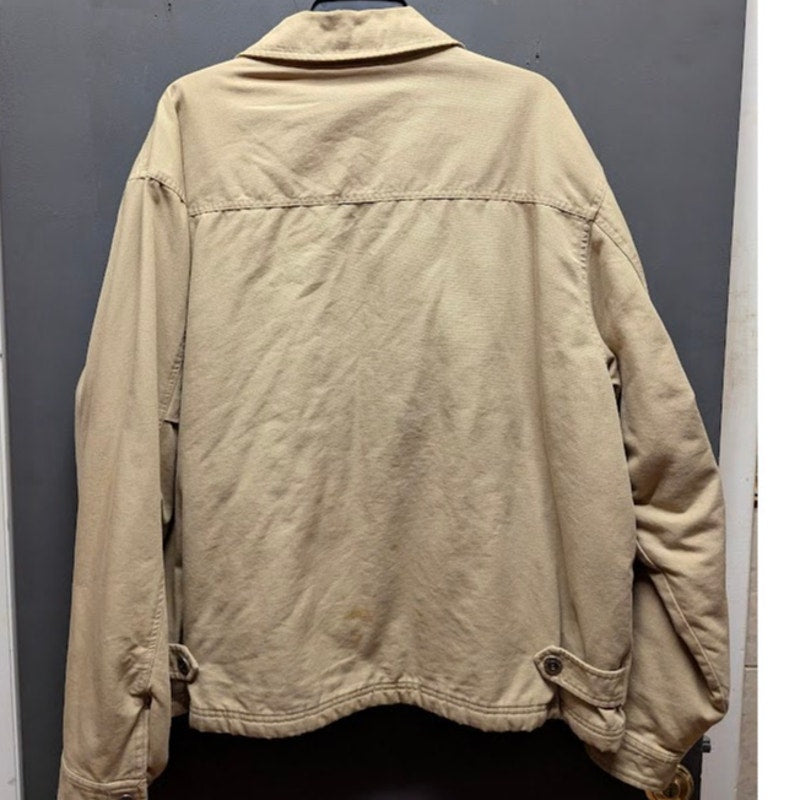 Roundtree & Yorke Outdoors Mens XL Tan Quilted Lined Utility Jacket Chore Coat