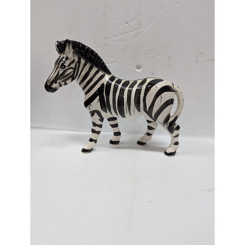 Vintage Ceramic Zebra Figurine Made in Japan Hand Painted 9" collectible NICE