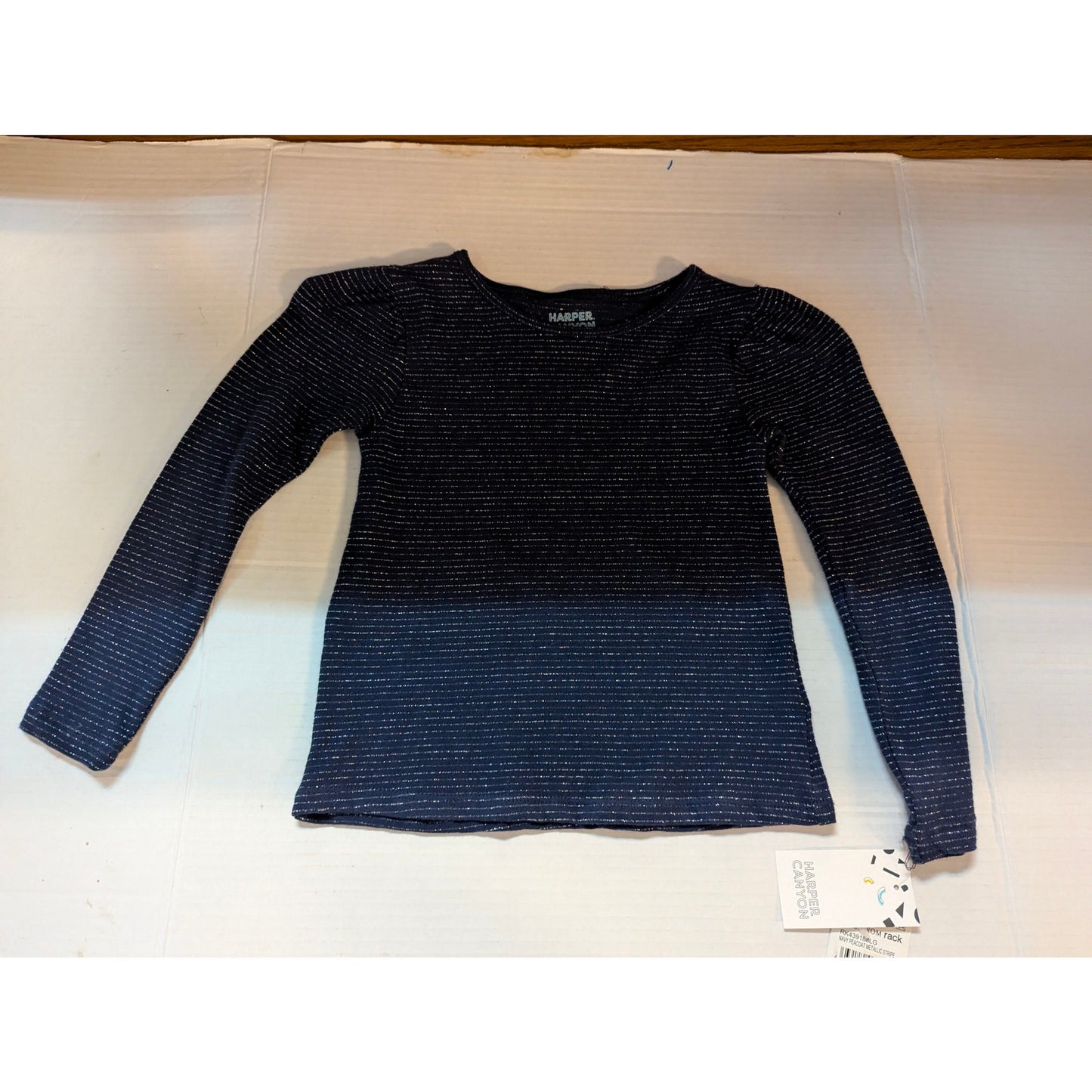 Harper Canyon Girls Navy Blue Textured Long Sleeve Shirt Size 4 NWT