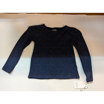 Harper Canyon Girls Navy Blue Textured Long Sleeve Shirt Size 4 NWT