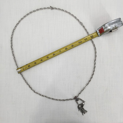 Vintage Sarah Coventry Fashion Necklace Braided Silvertone Double Tassel Pendant