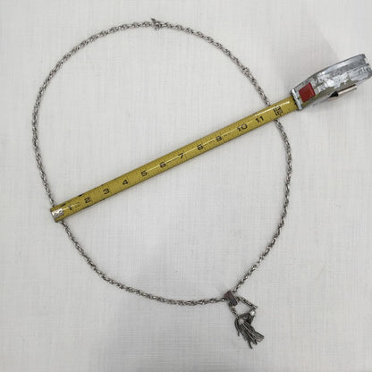 Vintage Sarah Coventry Fashion Necklace Braided Silvertone Double Tassel Pendant