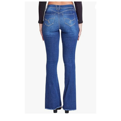 YMI Women's Junior Wannabettabut High Rise Super Flare Denim Jeans Size 1/25 NEW
