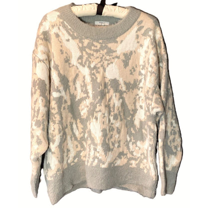 Frnch Paris Fuzzy Pullover Crew Sweater Sz M/L Medium Large in Pink/Grey NWT