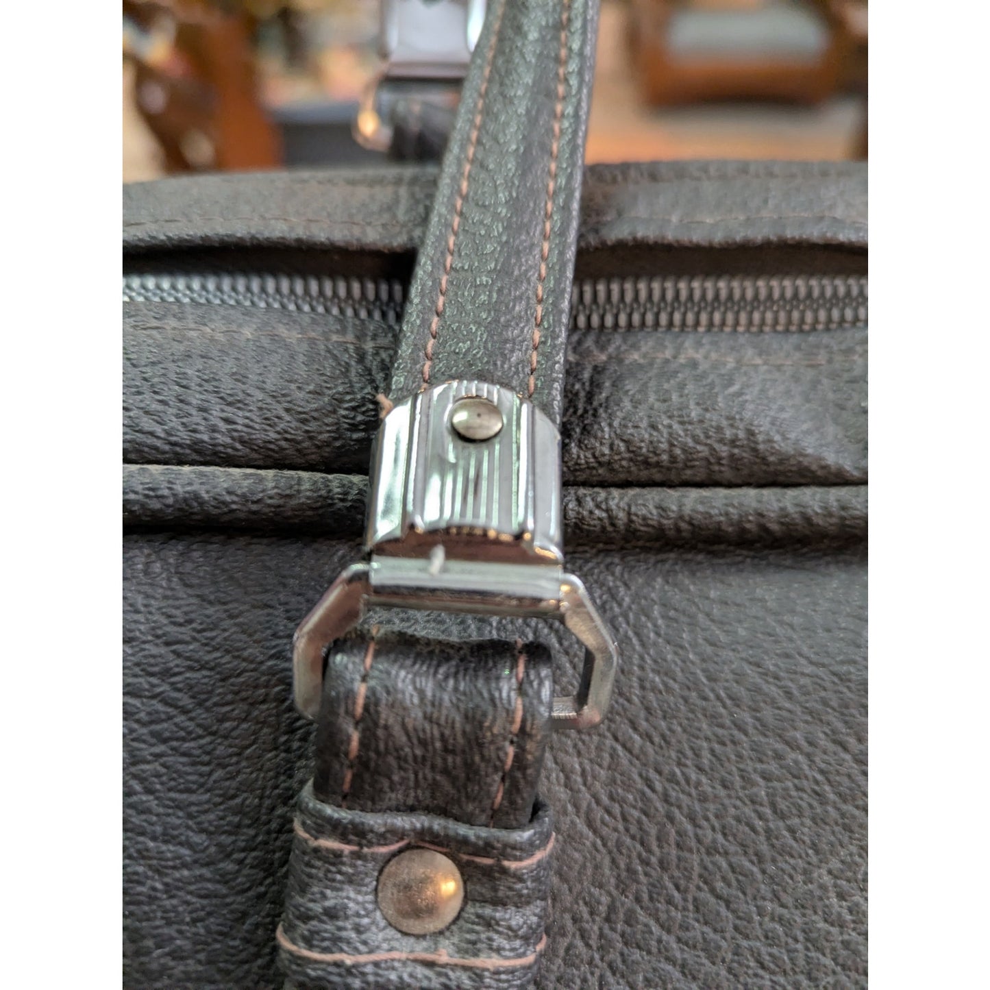 Tiara vintage gray luggage bag suitcase carry on Metal zip Locking Lined travel