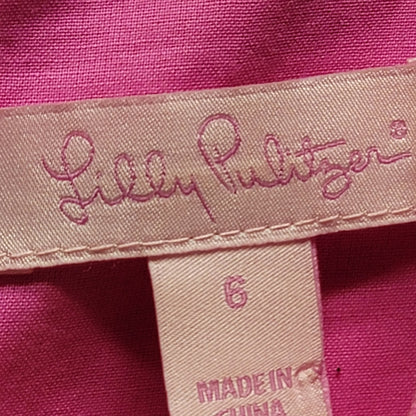 Lilly Pulitzer Pink Janice Shift Dress Gold Lace Waist Size 2 Preppy