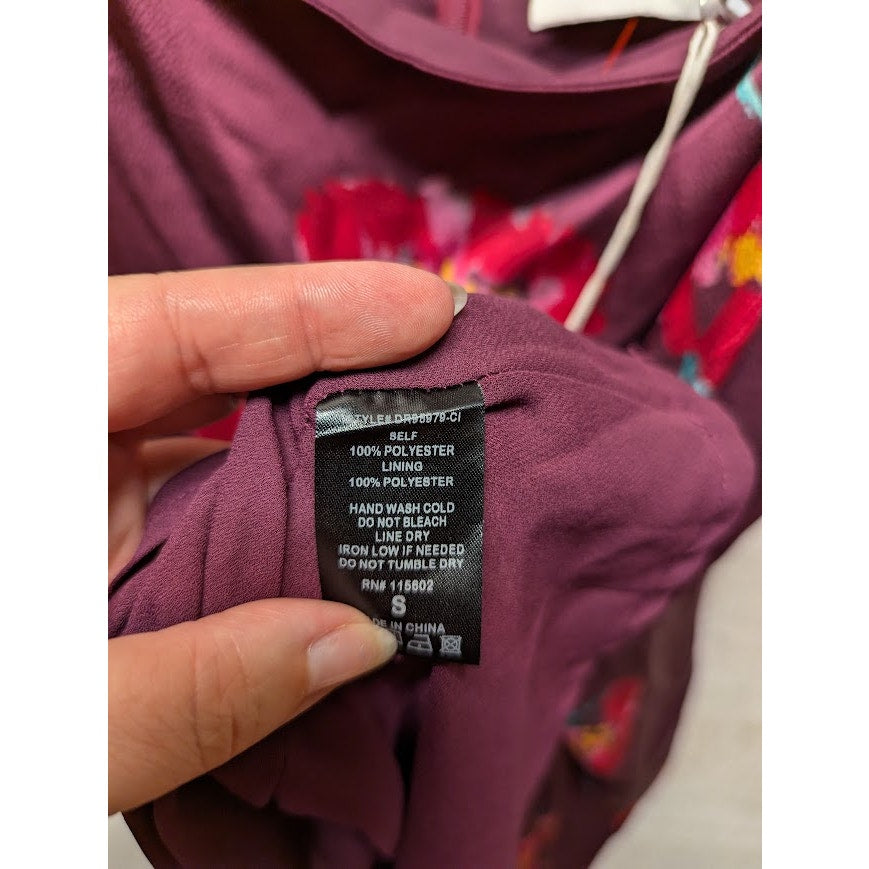 LUSH COCKTAIL new size small plum fushia sleeveless dress satin midi lined