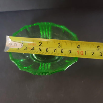 Vintage Pressed Uranium Vaseline Glass Vanity dish NO LID Green 2" x 4"