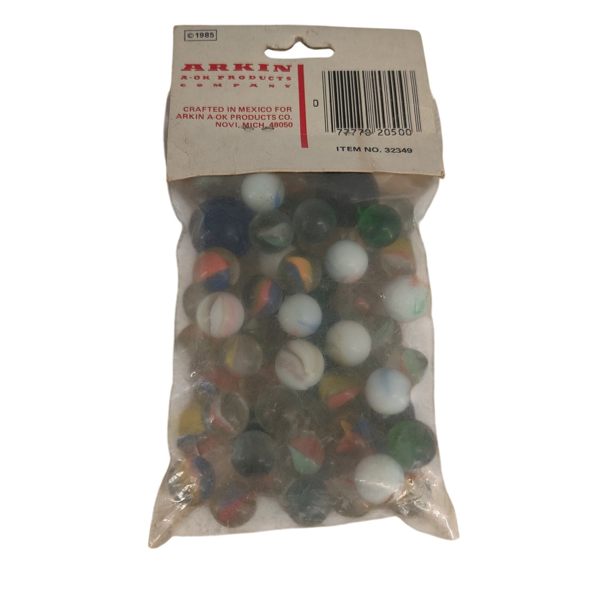 Vintage Arkin A OK Tournament Grade Glass Marbles Sealed Mesh Bag Pack #ABBY