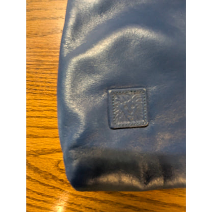 Vintage Anne Klein Blue Leather Minimalist Shoulder Bag Clutch Shoulder Strap