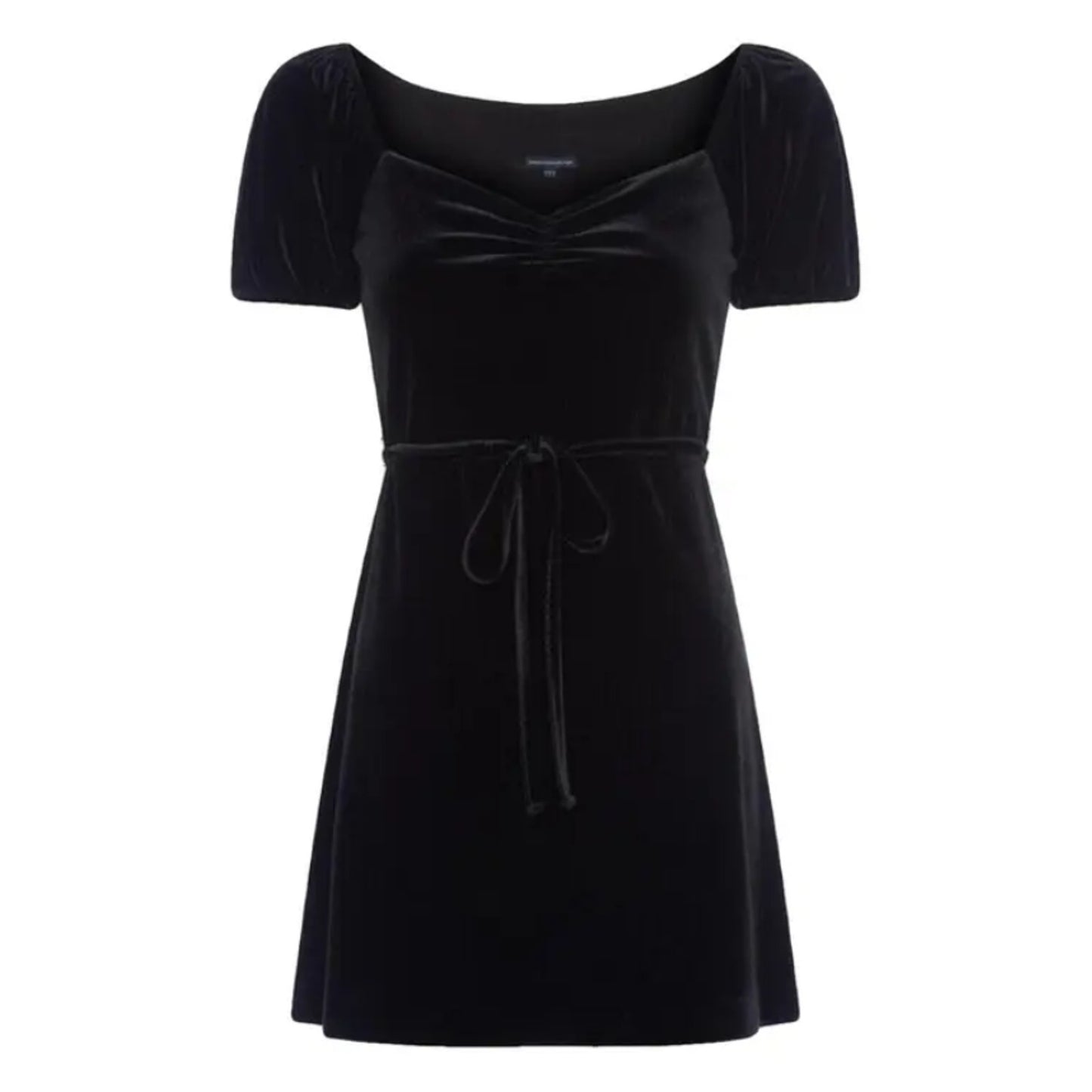 French Connection Size 8 Black Velvet yule collection Dress Pouf Sleeve Cocktail