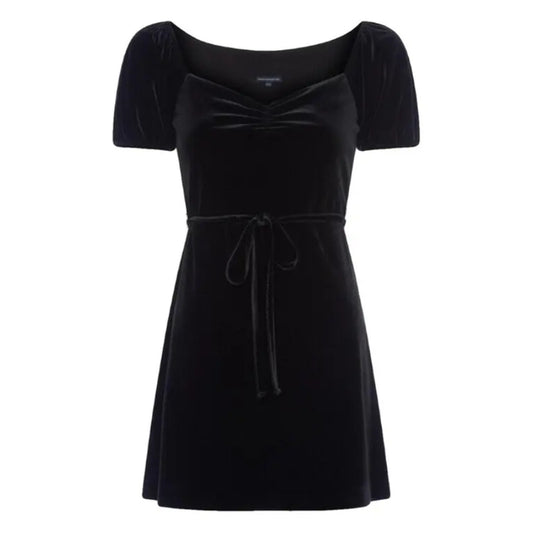 French Connection Size 8 Black Velvet yule collection Dress Pouf Sleeve Cocktail