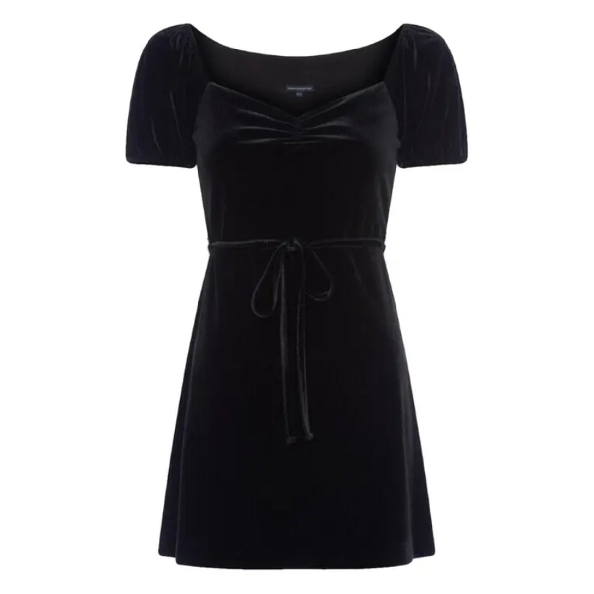 French Connection Size 8 Black Velvet yule collection Dress Pouf Sleeve Cocktail