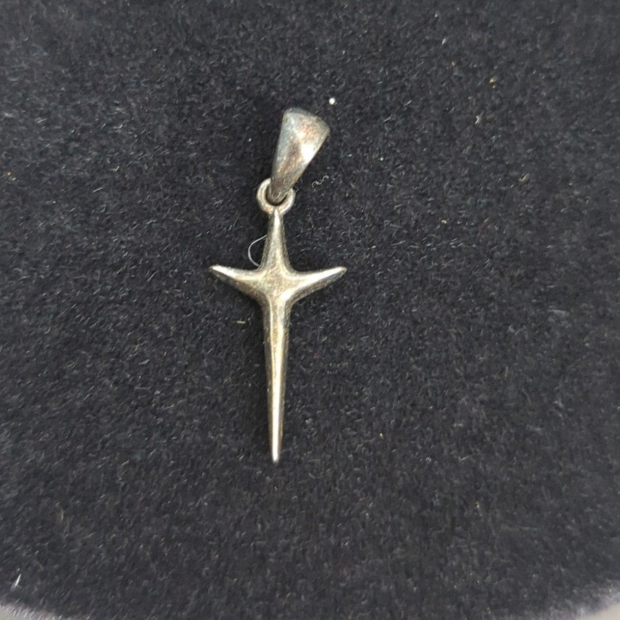 Vintage Steven Lavaggi Sterling Silver 925 Artist Hope CROSS Minimalist Pendant