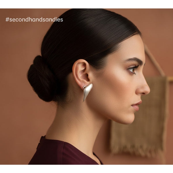 Vintage Spanish Brutalist 930 Silver Earrings Modernist Abstract Large Posh