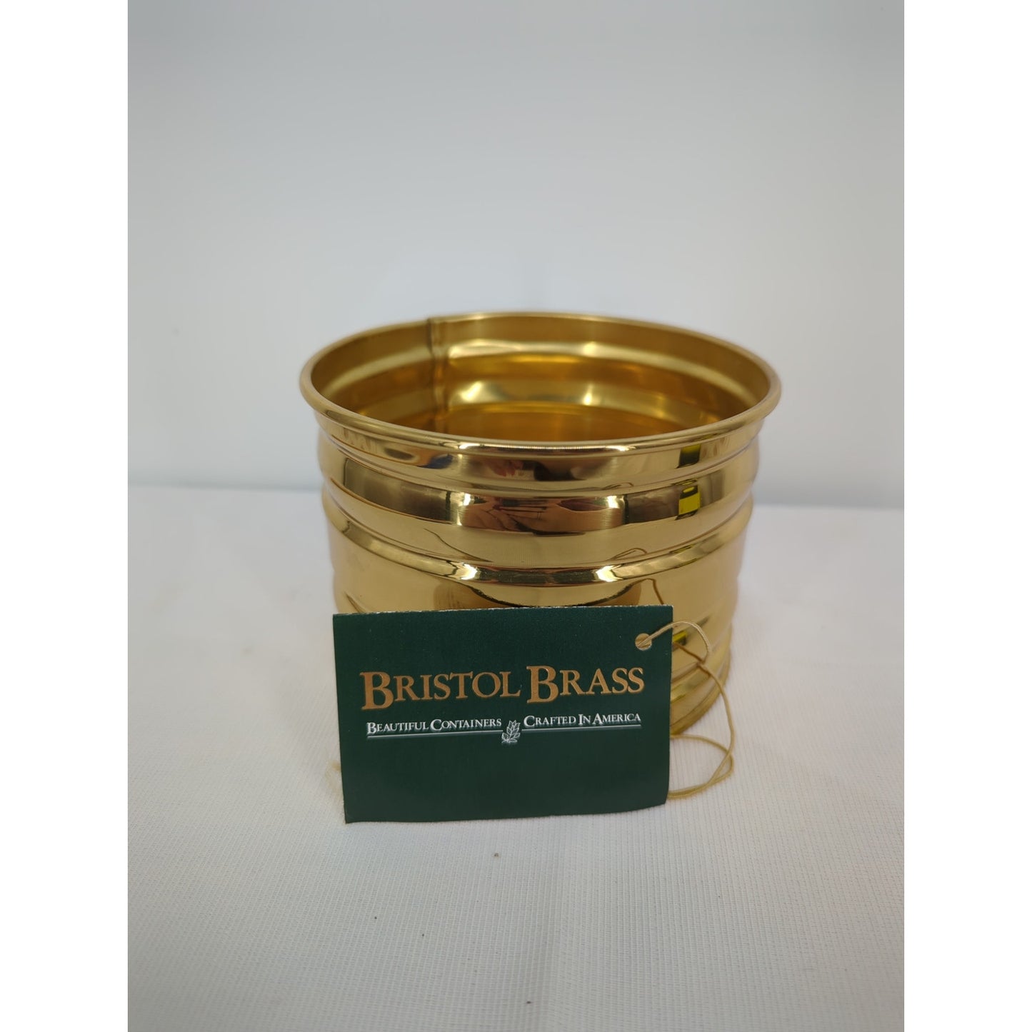 Vintage Bristol Brass Mini Planter banded 5" x 3.5"
