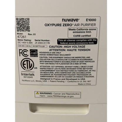 NuWave E1000 OxyPure Zero Air purifier White : SECONDHAND SANDIES