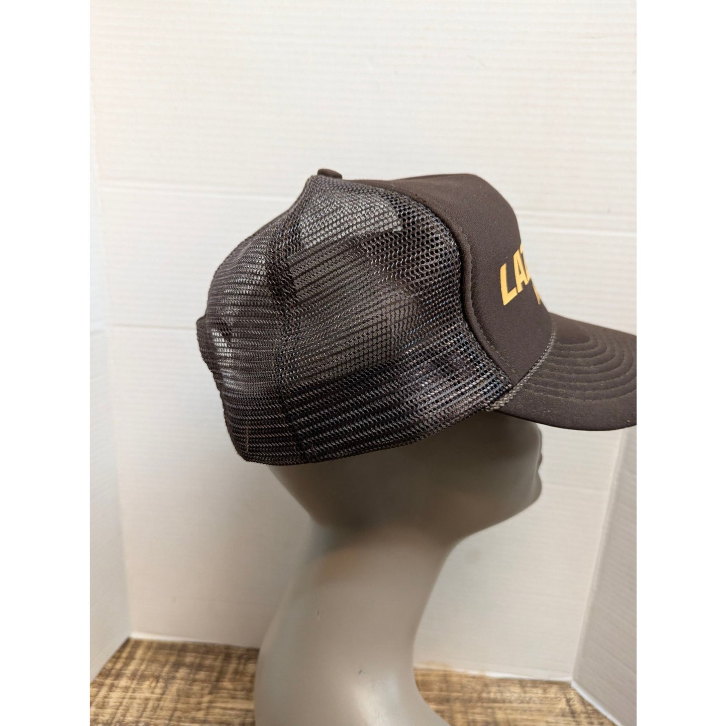 Vintage Lazer Lures Brown Gold Trucker Snapback Baseball Cap Hat Y2K